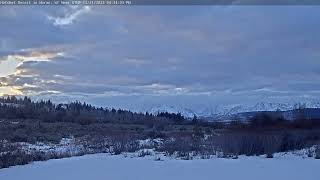 Teton Time Lapse of sunset viewed from Hatchet Resort on December 21 2023