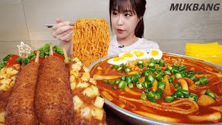 SUB) 땡초듬뿍 추억의 즉석떡볶이 명랑핫도그 (ft.라면사리) 먹방 Spicy Tteokbokki Rice Cake Noodles REAL SOUND ASMR MUKBANG image