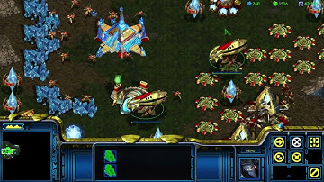 StarCraft: Remastered 1 (Protoss) vs 7 AI (Random) - Big Game Hunters Map