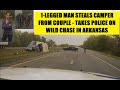 1-LEGGED MAN steals Camper RV from REST STOP & takes State Police on chase - FLIPS vehicle in median