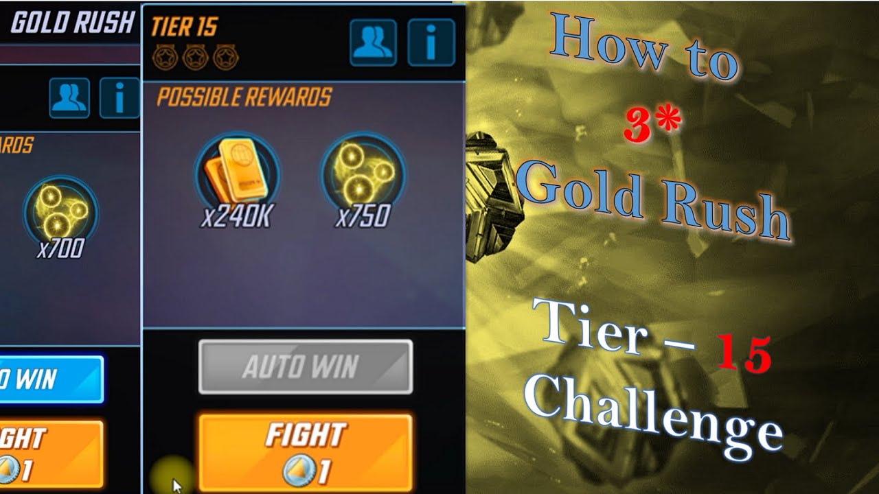 3* Gold Rush Tier 15 Challenge Marvel Strike Force if2pgames YouTube