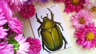 Acrylic Painting of Beetle.Картина акрилом.Как нарисовать жука.Рисуем картину жука акрилом.
