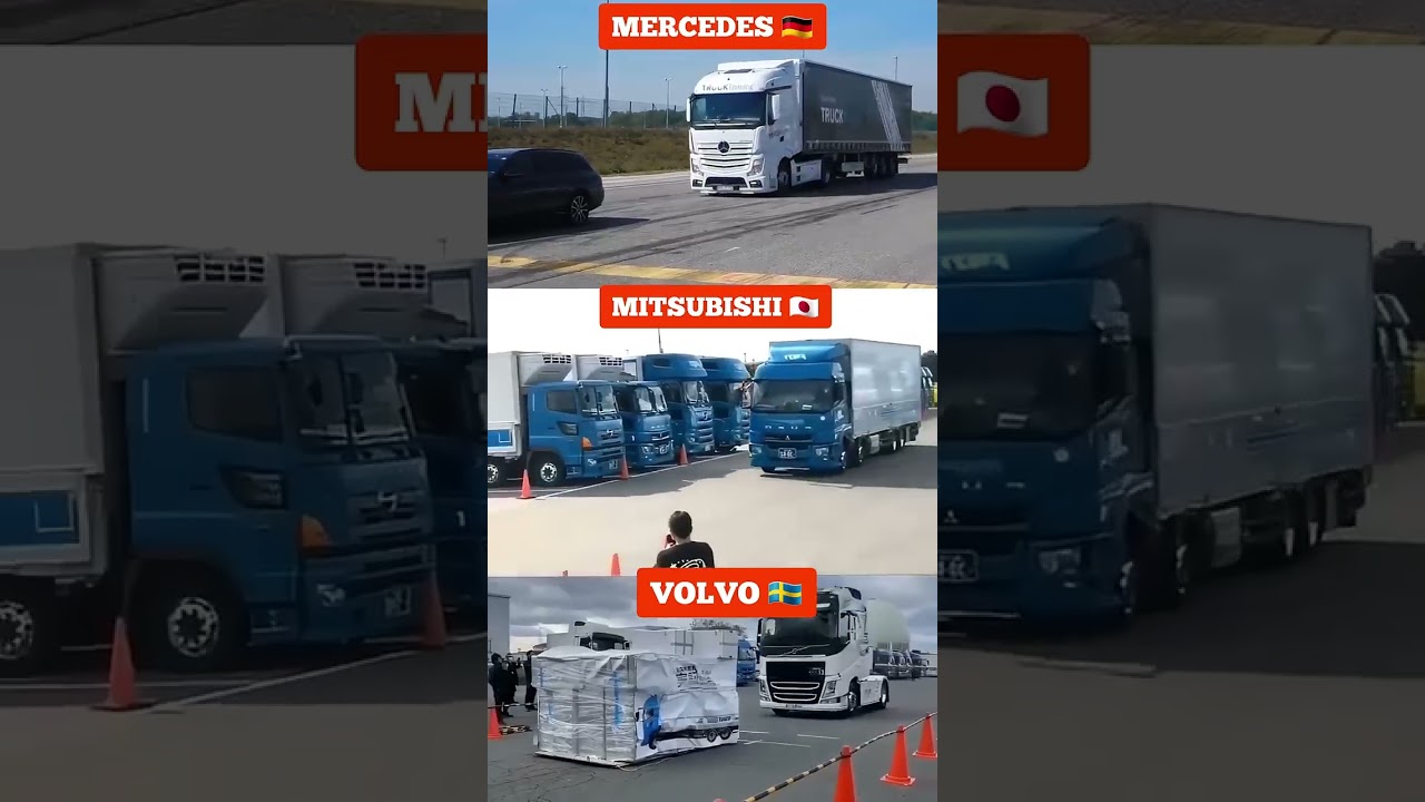 اختبار نظام الكبح التلقائي للشاحنات | مرسيدس vs ميتسوبيشي vs فولفو – من يتفوق في الفرملة الطارئة؟!