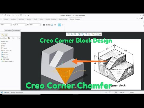 CREO Corner Block Drawing Design and Corner Chamfer Tutorial
