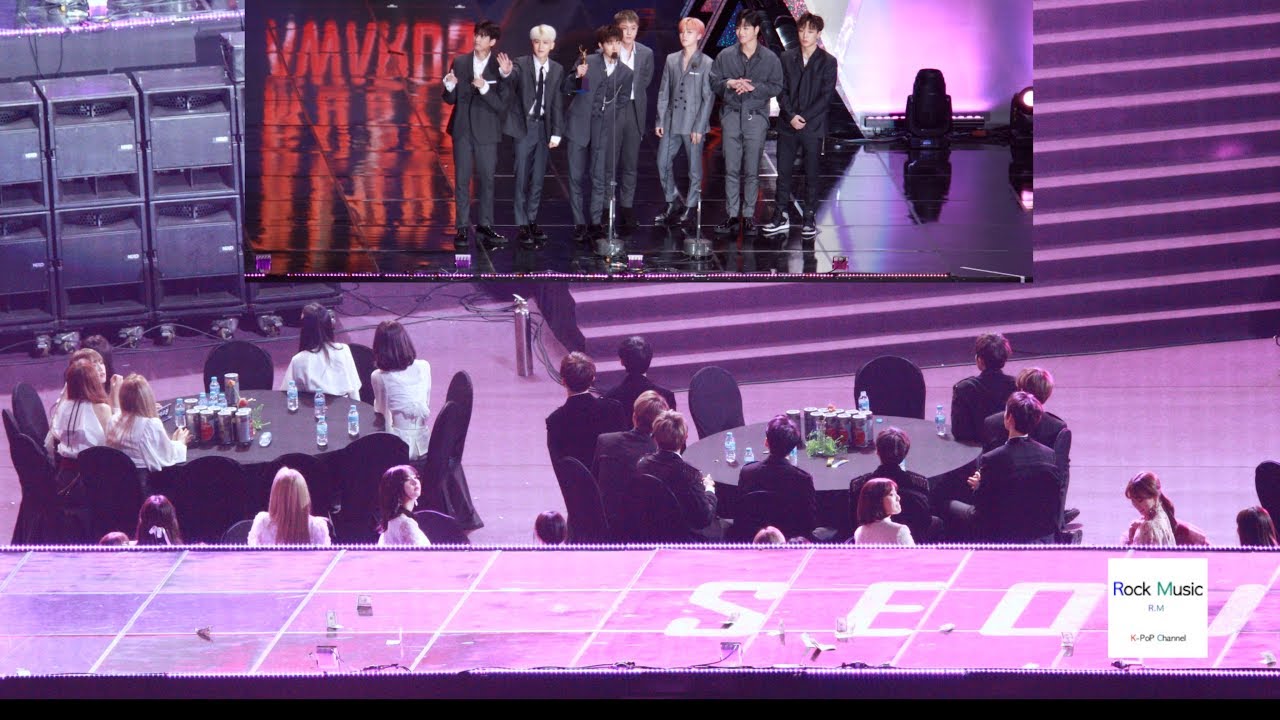 최고음원상 아이콘 수상축하 해주는 몬스타엑스, 뉴이스트w, 트와이스, 워너원, 아이즈원@190115