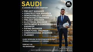 Oil & Gas Jobs in Saudi Arabia | Interview in Chennai on 28 & 29 Oct 2025 | Free Recruitment