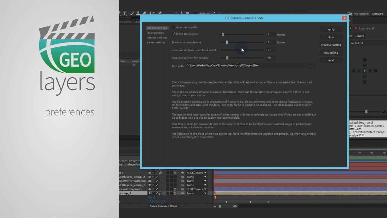 GEOlayers Tutorial:   02 Preferences