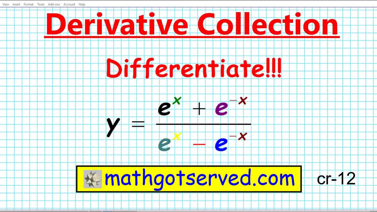 How To Find The Derivative Differentiate E X E X E X E X Chain Rule Derivative Collection Ap Calc Youtube