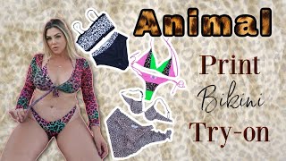 Animal Print Bikini Try On