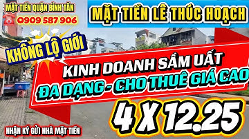 Bán nhà mặt tiền Tân Phú,Mặt tiền Lê Thúc Hoạch KHÔNG LỘ GIỚI #mattienquantanphu #mattienbinhtan