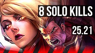 FIORA vs DARIUS (TOP) | 8 solo kills, 15/2/5, Legendary | EUW Master | 25.21