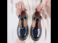 dwarves1102--Handmade Retro Enamel Leather Flat Mary Jane Shoes For Womens Round Toe Brown/Black