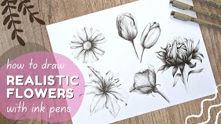 How To Draw Flowers With Ink // Step By Step Tutorial