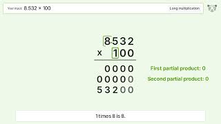 8.532 x 100 Long Multiplication - Step-by-Step