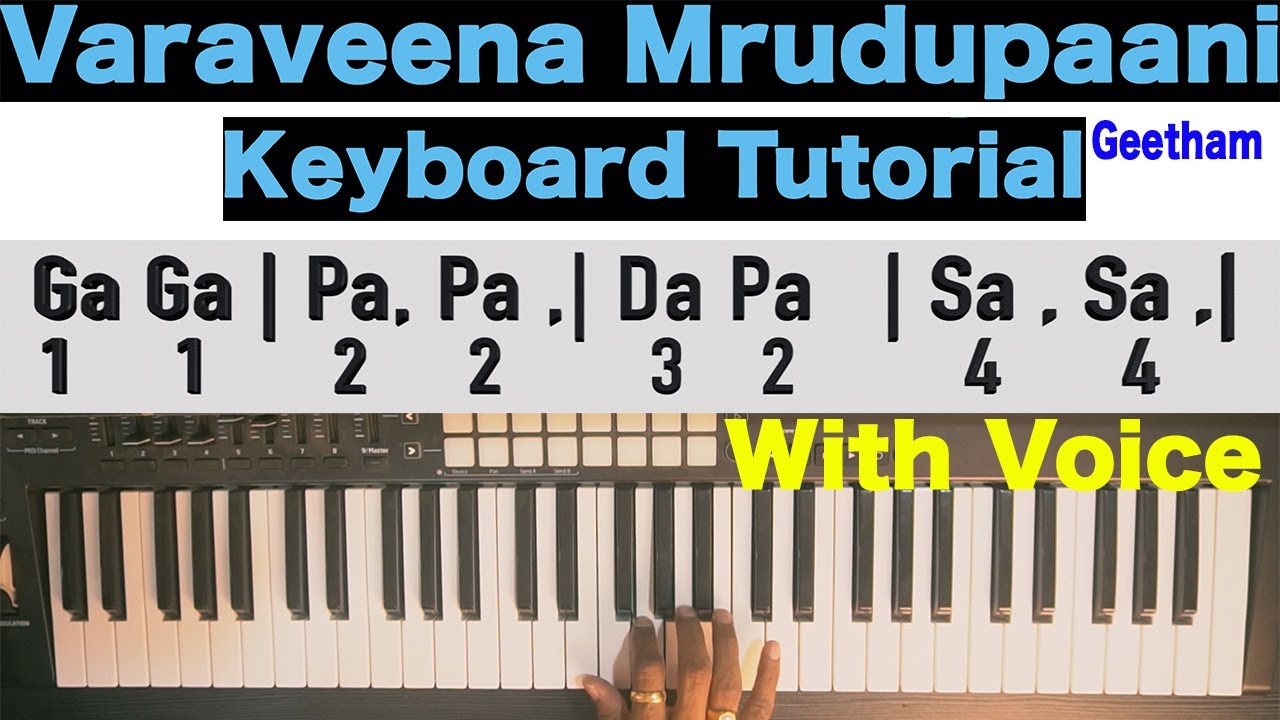 Varaveena Mrudu Paani Carnatic Geetham Keyboard Tutorial with Voice
