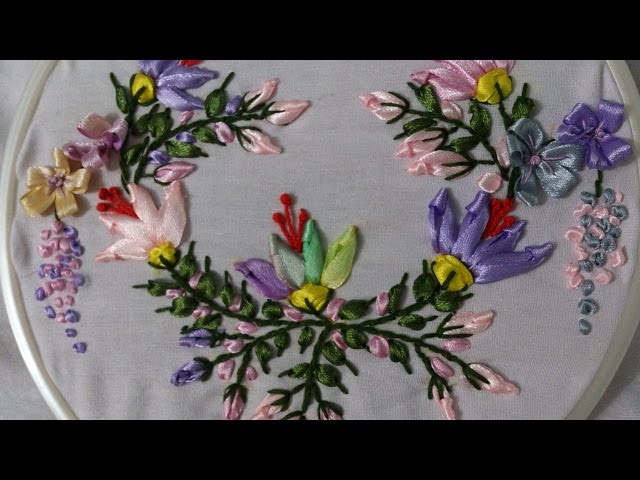 Hand embroidery Designs- Ribbon embroidery stitches for beginners. 