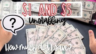 $1 and $5 Unstuffing! | 2022 Savings Challenge Unstuffing | Savings Challenges