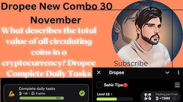 What describes the total value of all circulating coins in a cryptocurrency? Dropee Complete Daily