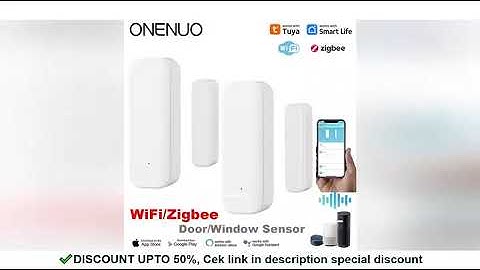 Tuya WiFi or Zigbee Window Door Sensor With Battery Smart Home Security Alarm System Voice Control V