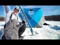 Spearing in GIANT ICE HOLE! (sight fishing)