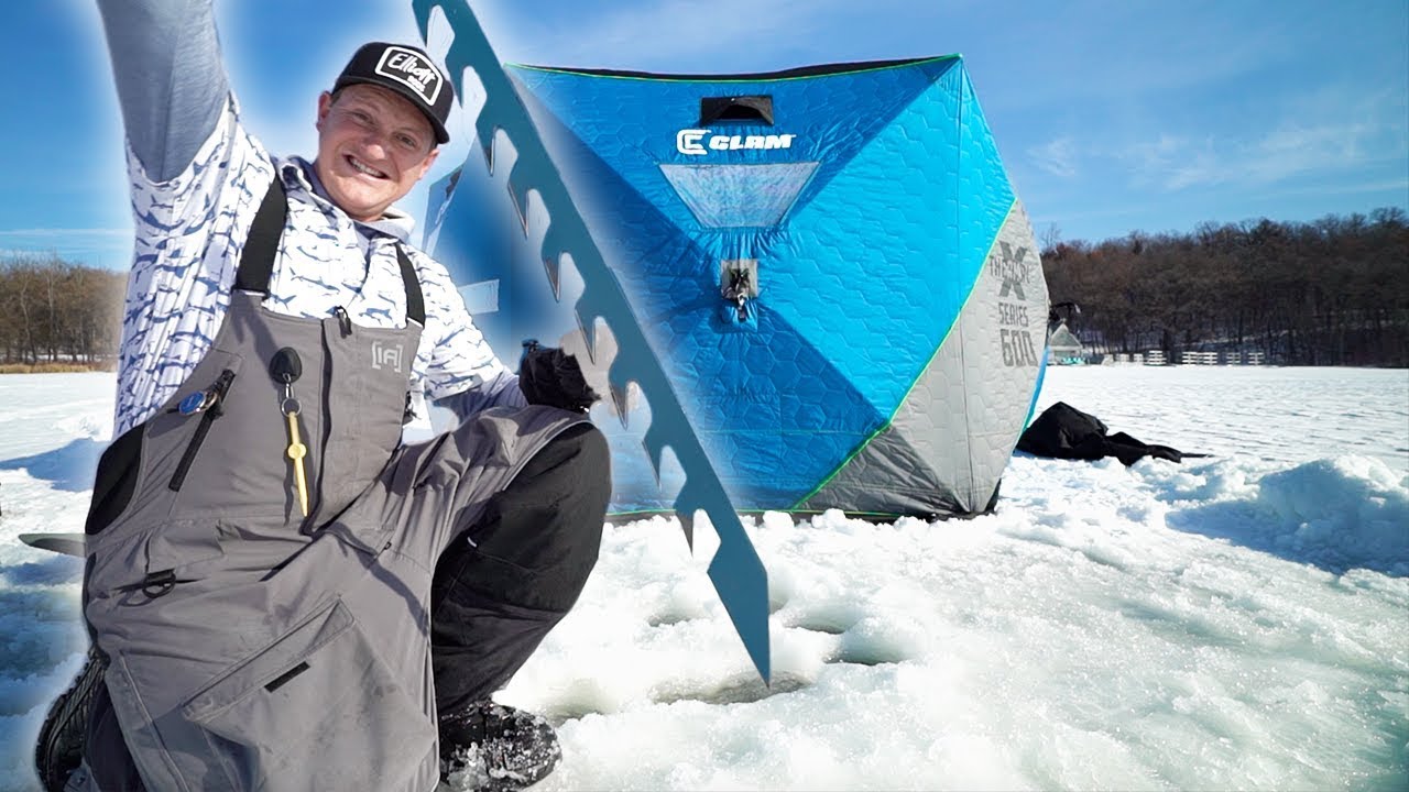 Spearing in GIANT ICE HOLE! (sight fishing) 