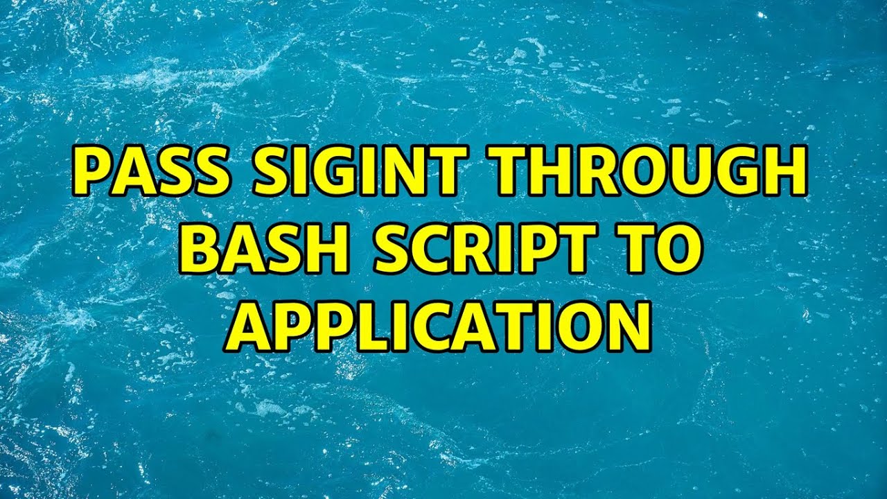 Pass SIGINT Through Bash Script To Application 2 Solutions YouTube