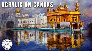 Reflection of The Golden Temple | Acrylic Landscape Painting Time-Lapse by Debojyoti Boruah