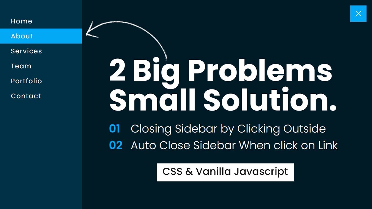 Closing Sidebar By Clicking Outside Using Javascript | Auto Close Sidebar When Click On Link