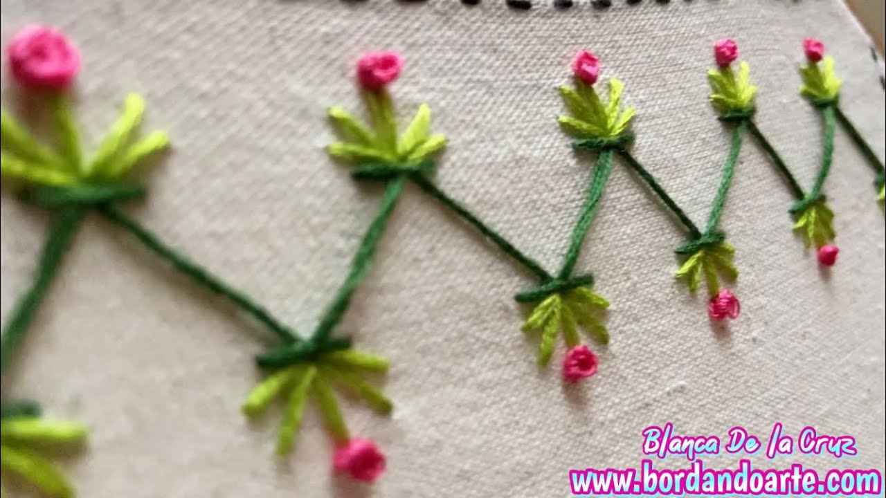 Puntada decorativa con punto de espiguilla o punto chevron