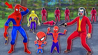 TEAM SPIDER-MAN VS Bad Guy Joker -  SUPERHERO Challenge Rescue Kid Spider Man by Joker