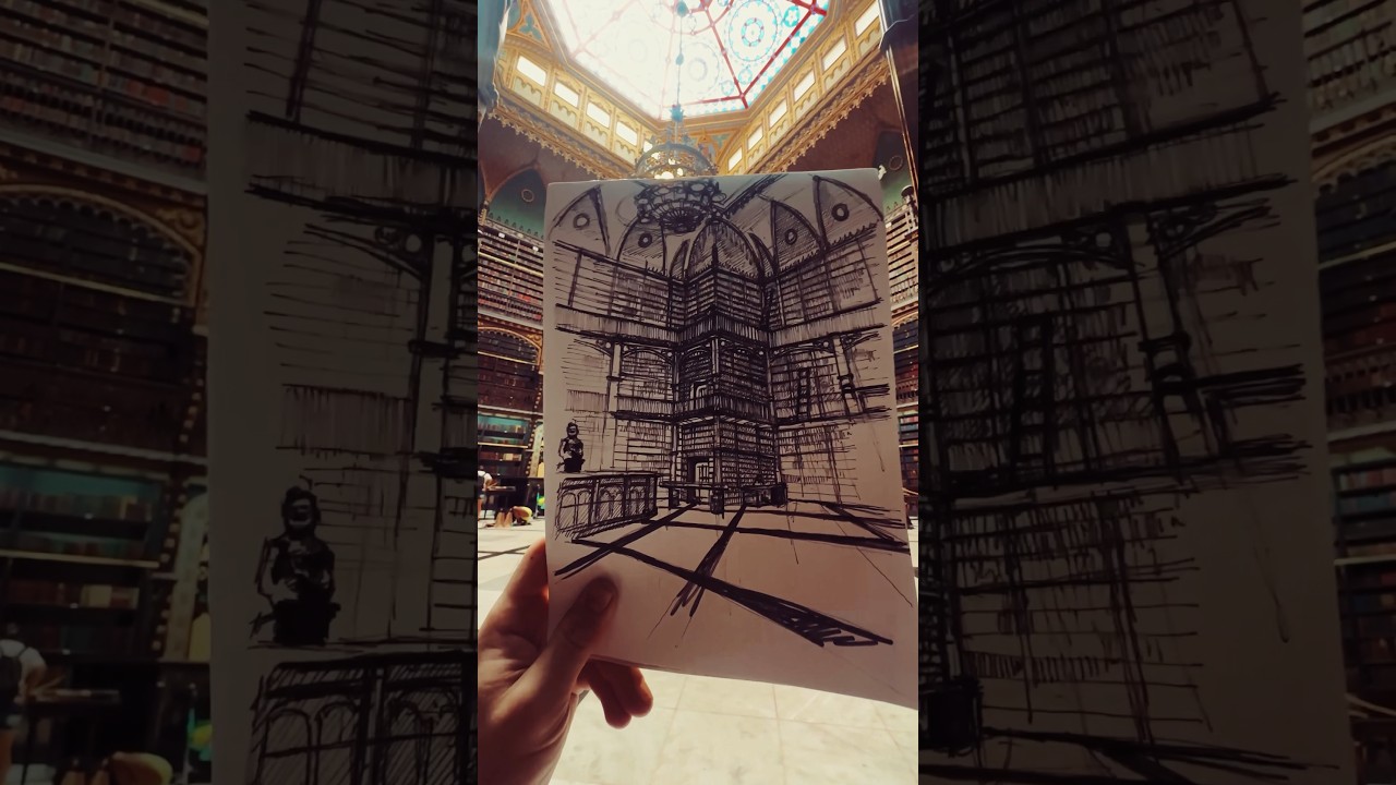 Travel Sketching Tip 🖌️ 🇧🇷 Royal Portuguese Cabinet of Reading RGPL