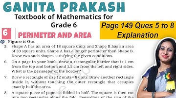 Class 6 Maths | Perimeter and Area Chapter 6 Ganita Prakash | Page 149 Question 5 to 8 Explanation