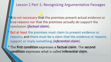 Logic Chapter 2 lesson 2: #Recognizing #Arguments Part 1