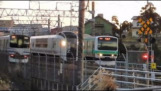 【踏切】JR成田線　3つの成田線が通る踏切 (Railroad crossing in Japan)