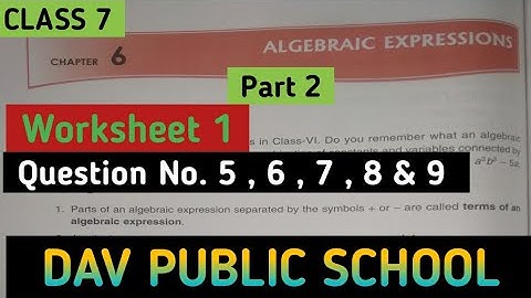 DAV Class 7 Maths Chapter 6 Worksheet 1 || Algebraic Expressions || @madhubanclasses