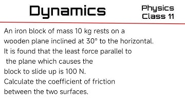 An iron block of mass 10 kg rests on awooden plane inclined at 30° to the horizontal.