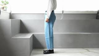 HATSKI　Wide Tapered Denim Used ”Ice Blue”［アイスブルー］シルエット