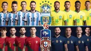 Argentina & Brazil Ultra VS Portugal & France Ultra VS 🔥 (Ronaldo Messi Neymar Mbappe Benzema)💪