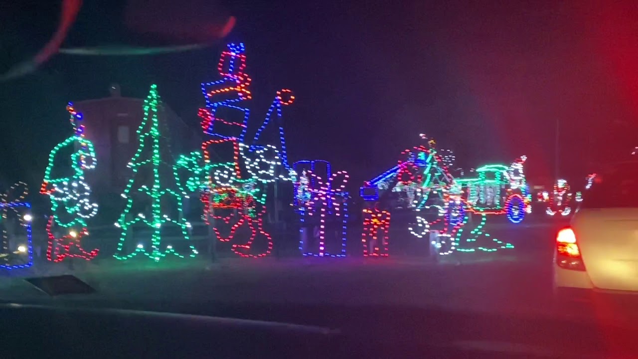 Christmas Evening With family Christmas lights in the park Of Cuero