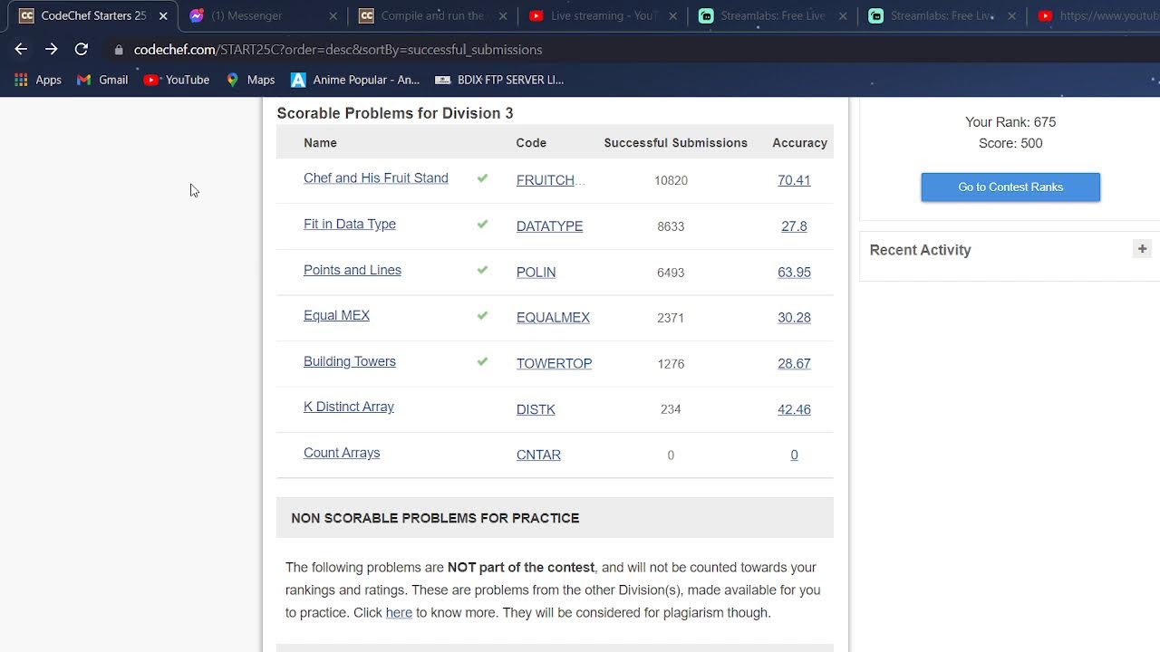 CodeChef Starters 25 Division 3 (Rated)