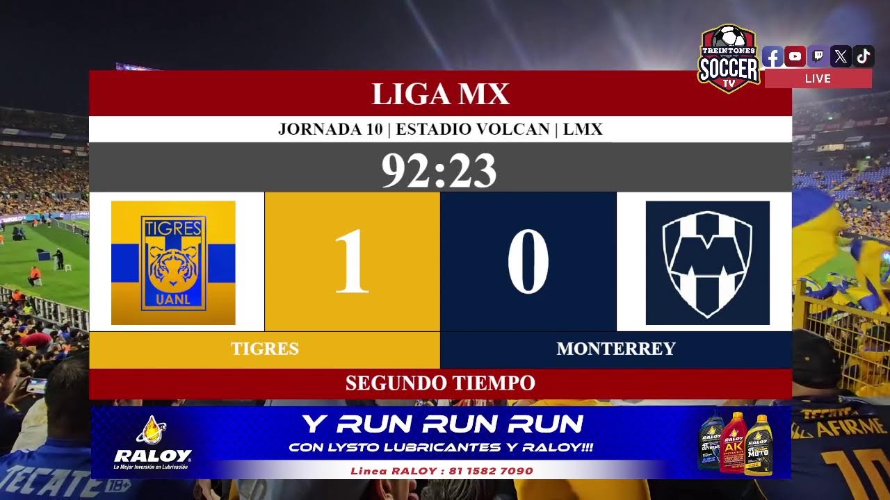 EN VIVO | TIGRES-MONTERREY |  TREINTONES SOCCER