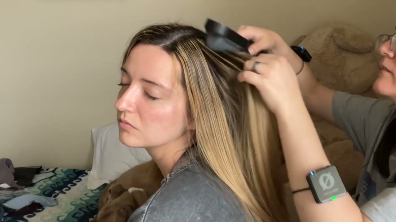 Straightening My Sister’s Hair with a Brush | Real Person Hair Play ASMR