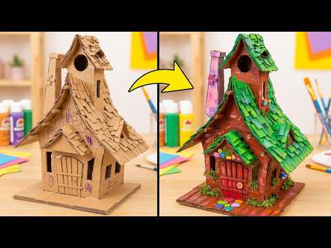 DIY Tiny Fairy House from Cardboard!