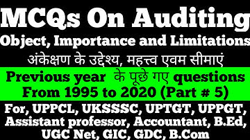 MCQs on Auditing in hindi & english||TGT, PGT, UPPCL, UKSSSC || Accounant 2020 || अंकेक्षण || B.Com