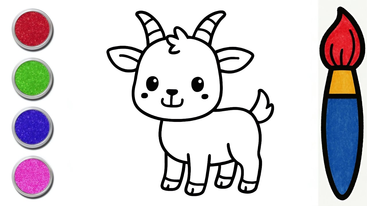 Musa Color in Cute Goat Drawing 🐐 | Easy Animal Coloring for Kids | Learn Colors with Musa