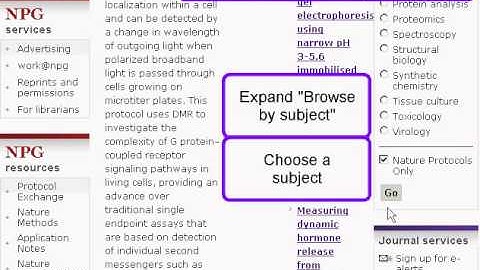 Browsing Nature Protocols from the home page (Computational Biology)