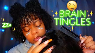 ASMR 💆🏾‍♀️💚✨SCALP MASSAGE & HAIR PLAY TO RELIEVE TENSION & STRESS ♡🤤 (DEEEP BRAIN TINGLES✨)