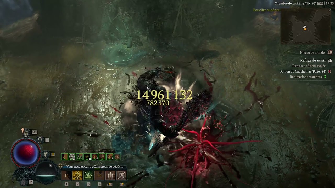 Diablo 4 Drowned Seahag Boss lvl 108 one shot 15M CRIT Bone Spear Necromancer lvl 99 Season 1