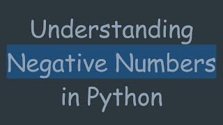 Understanding Negative Numbers in Python Profile