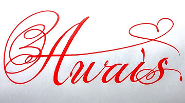 Awais Name Signature Calligraphy Status | How to write with Cut Maker  #calligraphy #cursive